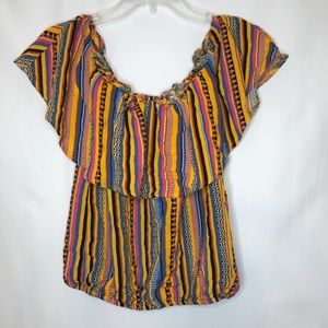 Multicolored Striped Off Shoulder Top